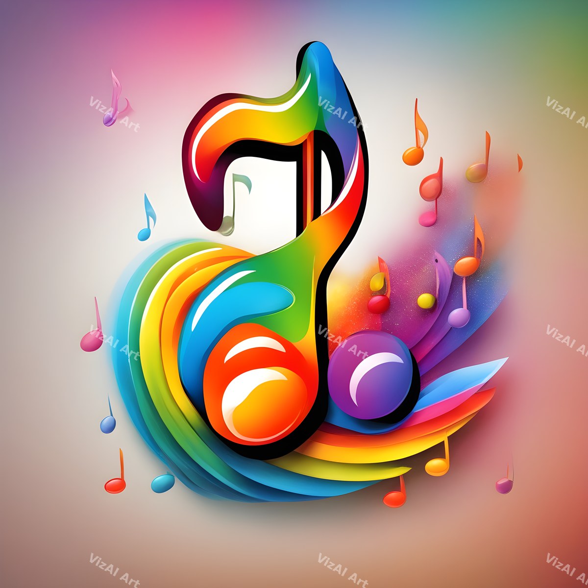 Rainbow Burst Treble Clef Art — print 10