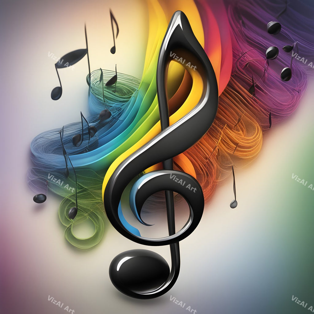 Rainbow Burst Treble Clef Art — print 11