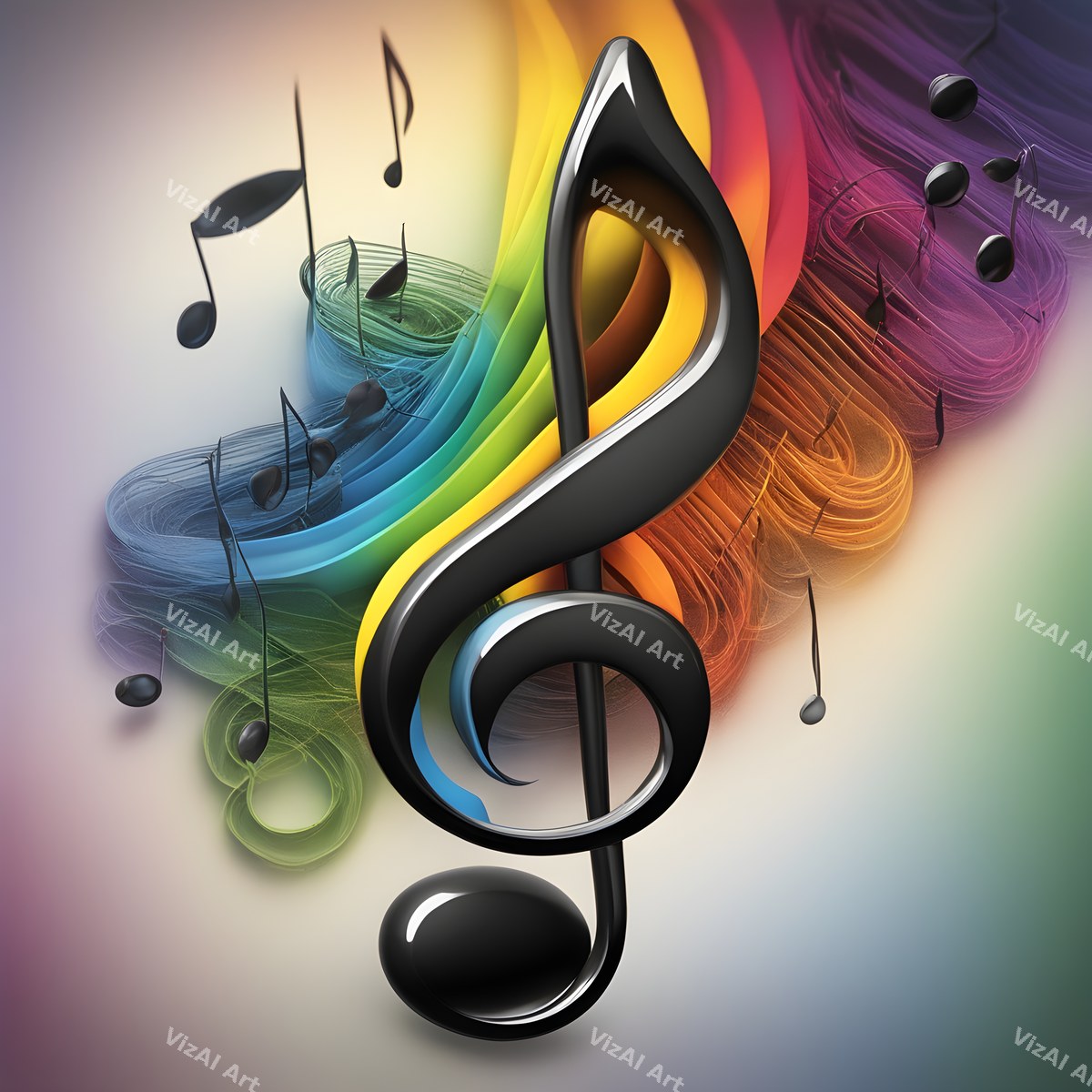 Rainbow Burst Treble Clef Art — print 11