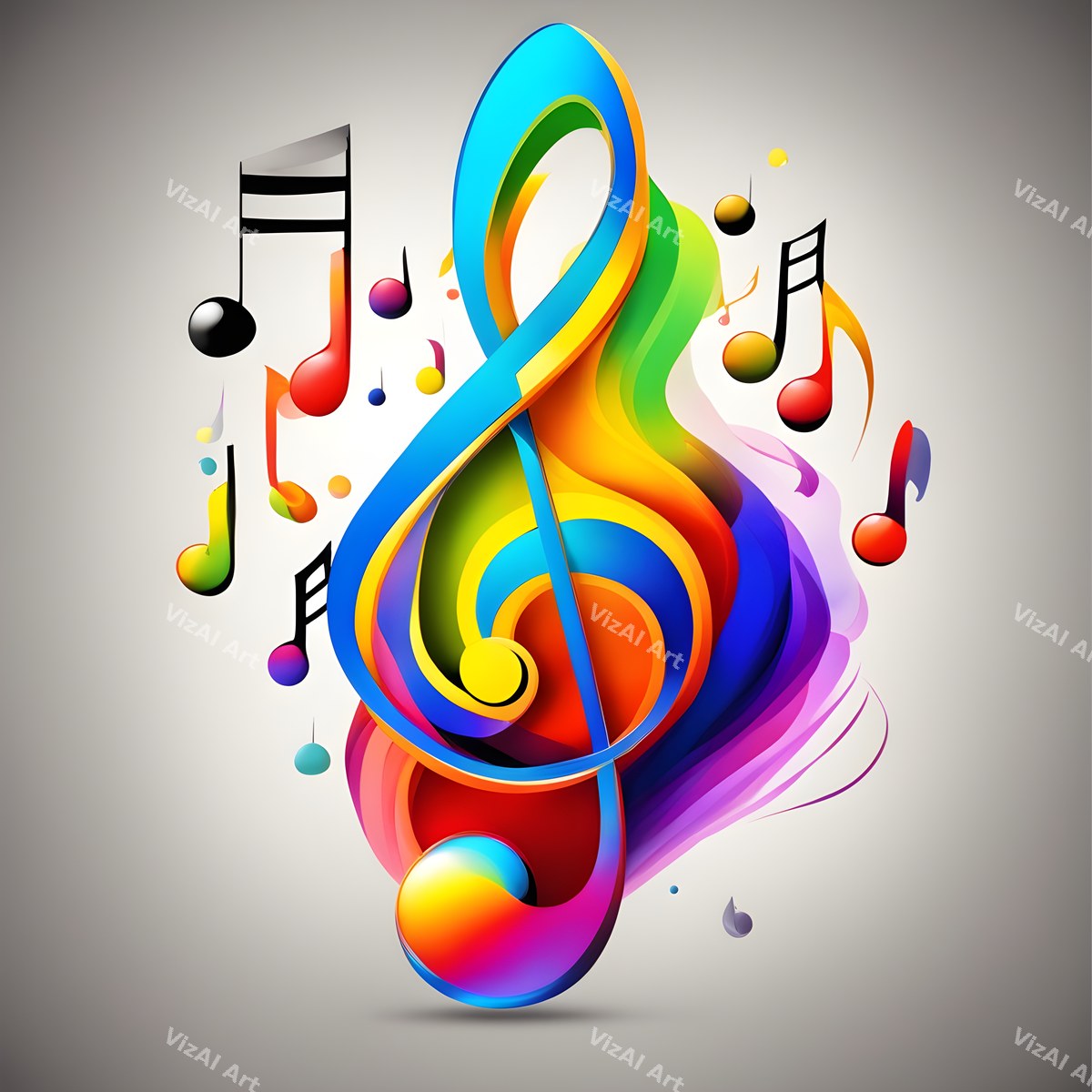 Rainbow Burst Treble Clef Art — print 12