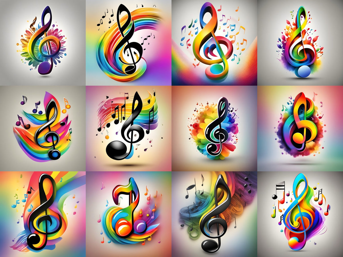 Rainbow Burst Treble Clef Art — Choose Your Print