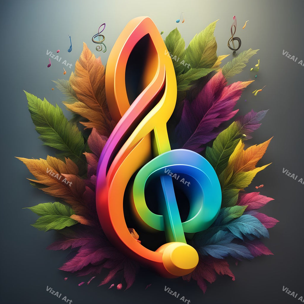 Rainbow Leaves Treble Clef Art — print 2