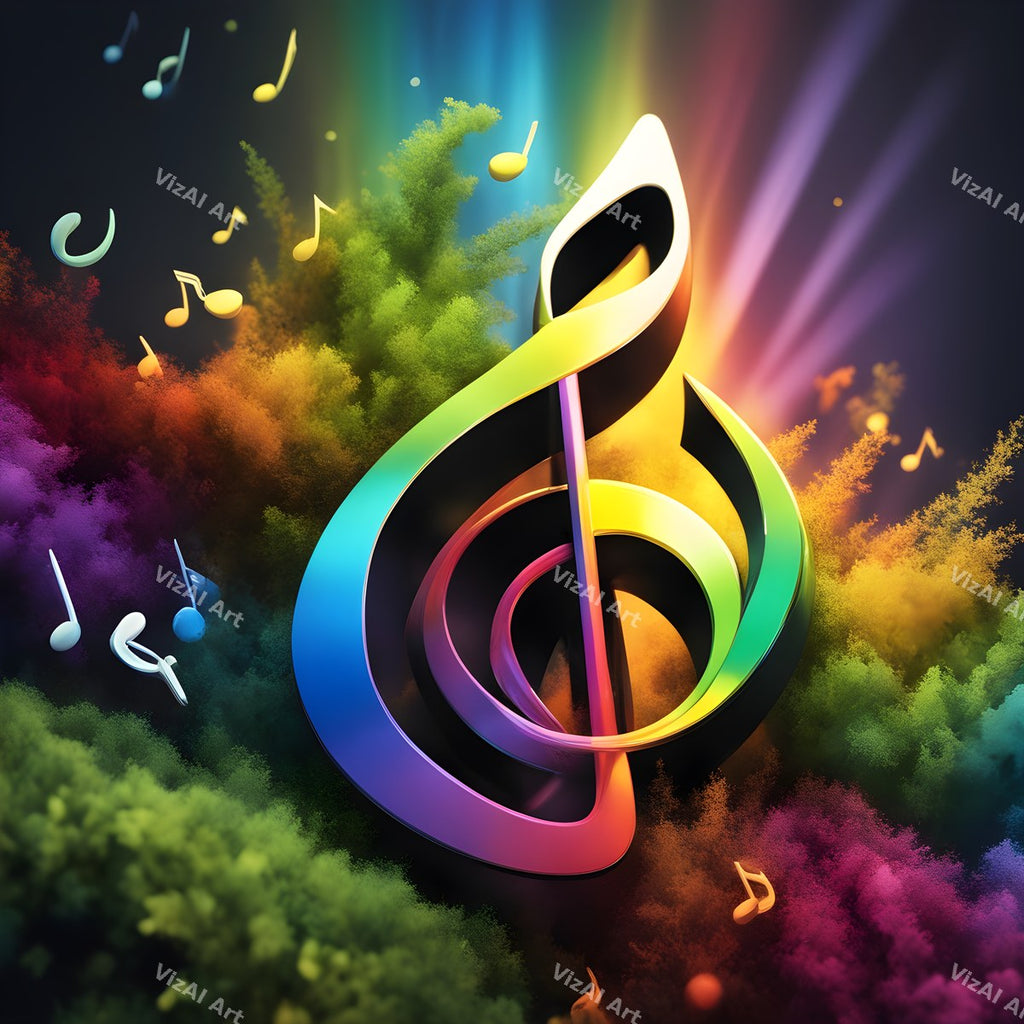 Rainbow Leaves Treble Clef Art — print 4