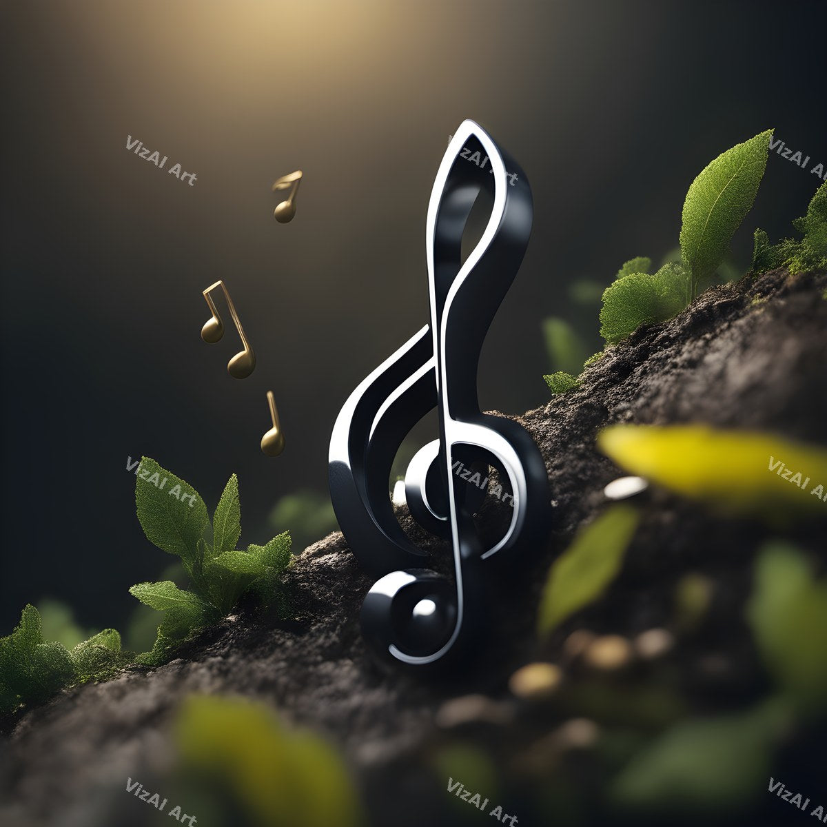 Rainbow Leaves Treble Clef Art — print 5