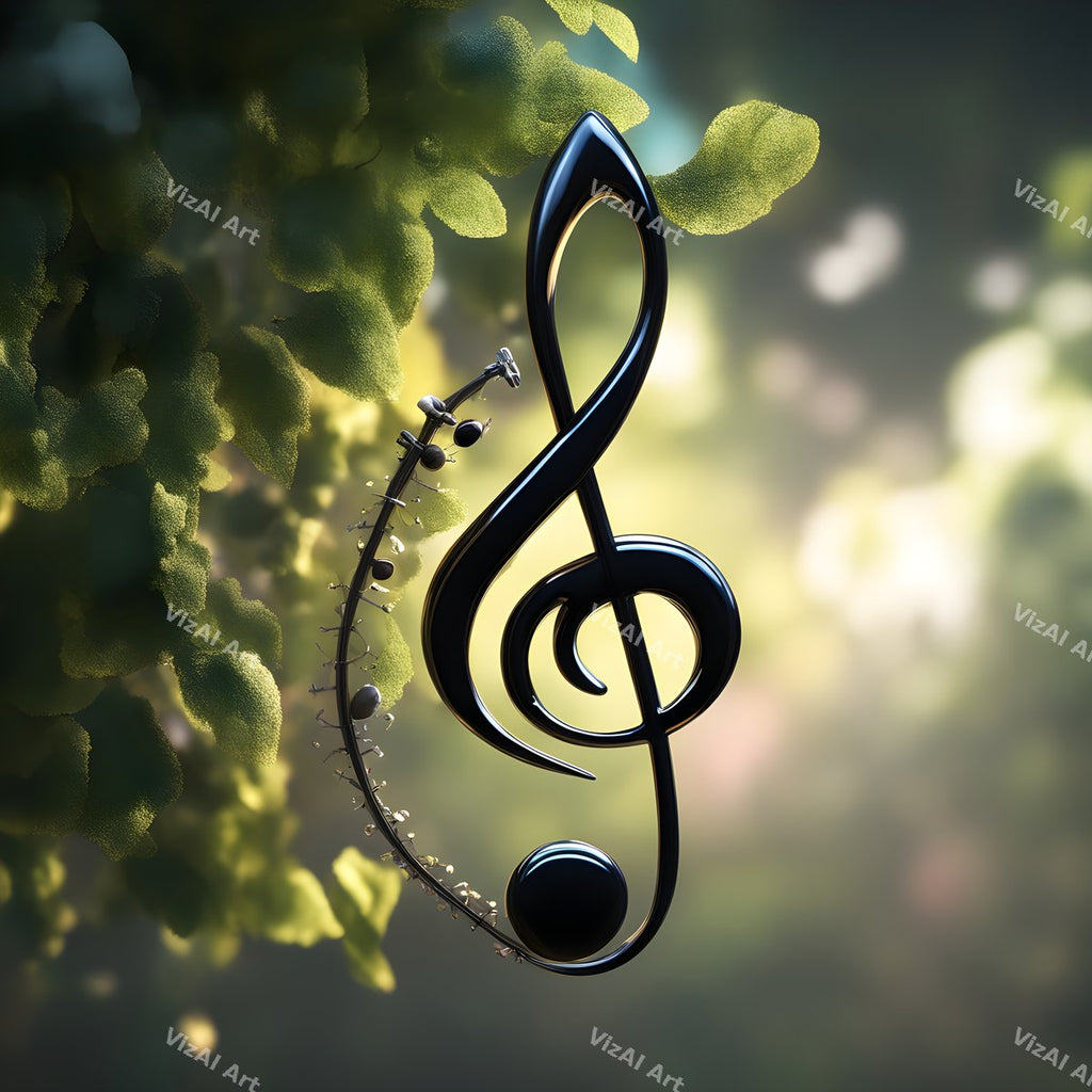 Rainbow Leaves Treble Clef Art — print 6