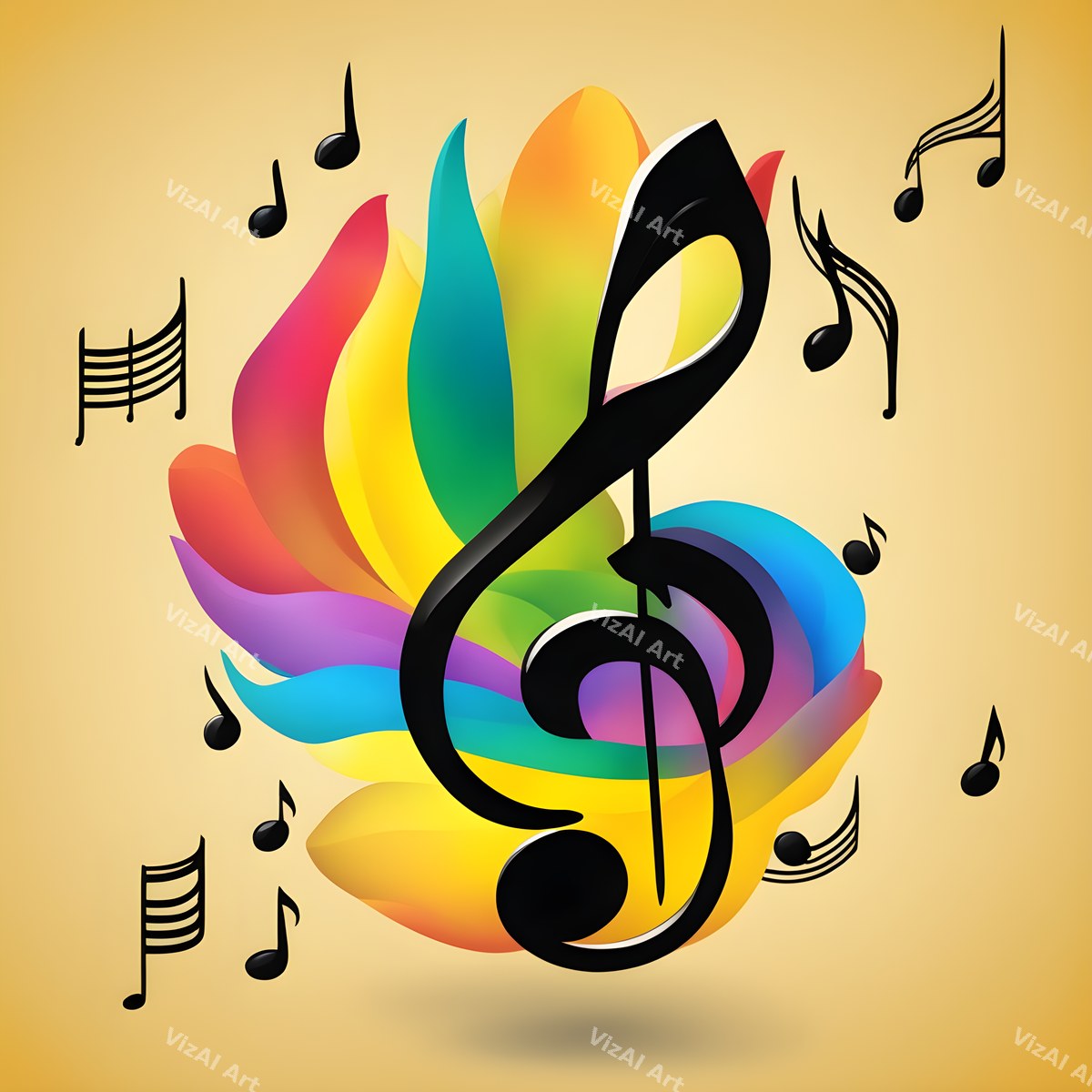 Rainbow Leaves Treble Clef Art — print 8