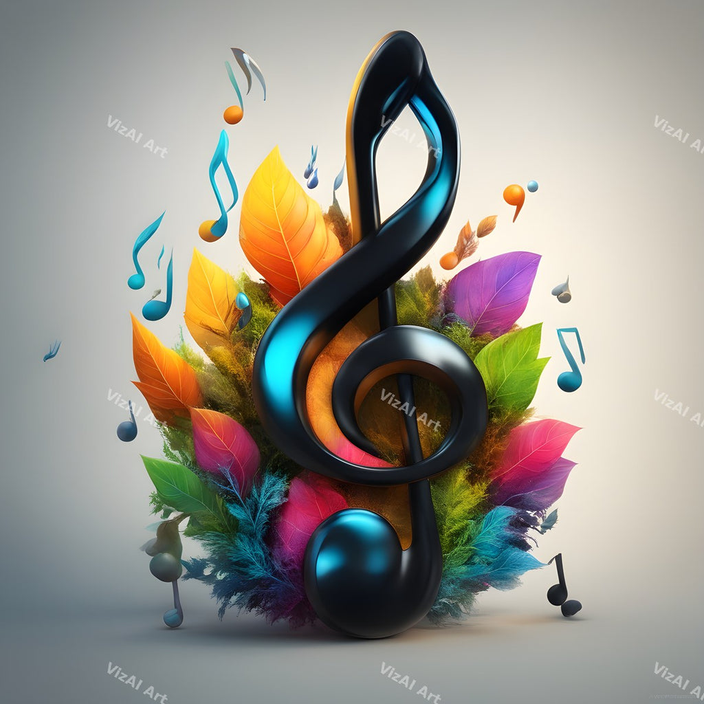 Rainbow Leaves Treble Clef Art — print 11