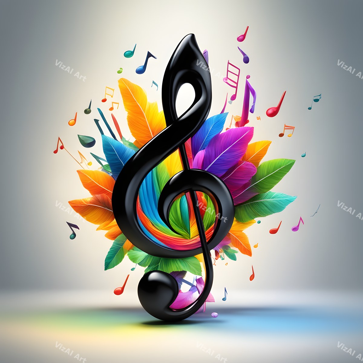 Rainbow Leaves Treble Clef Art — print 12