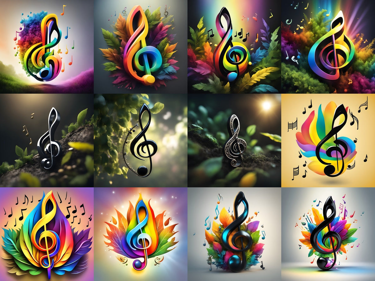 Rainbow Leaves Treble Clef Art — 12 Printable Prints