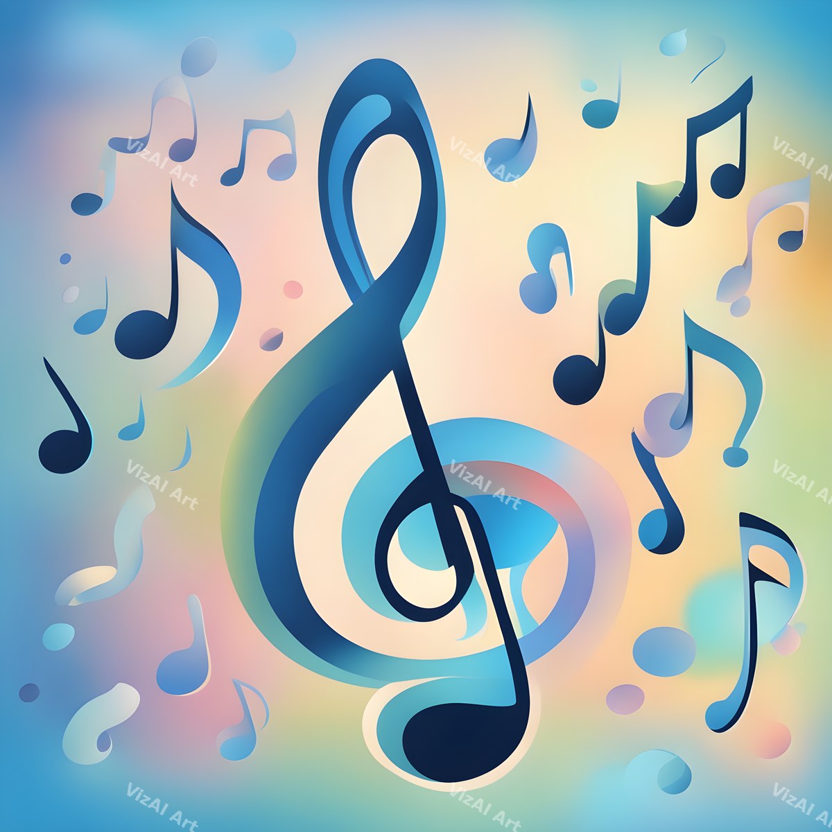 Pastel Swirl Treble Clef Art — print 4
