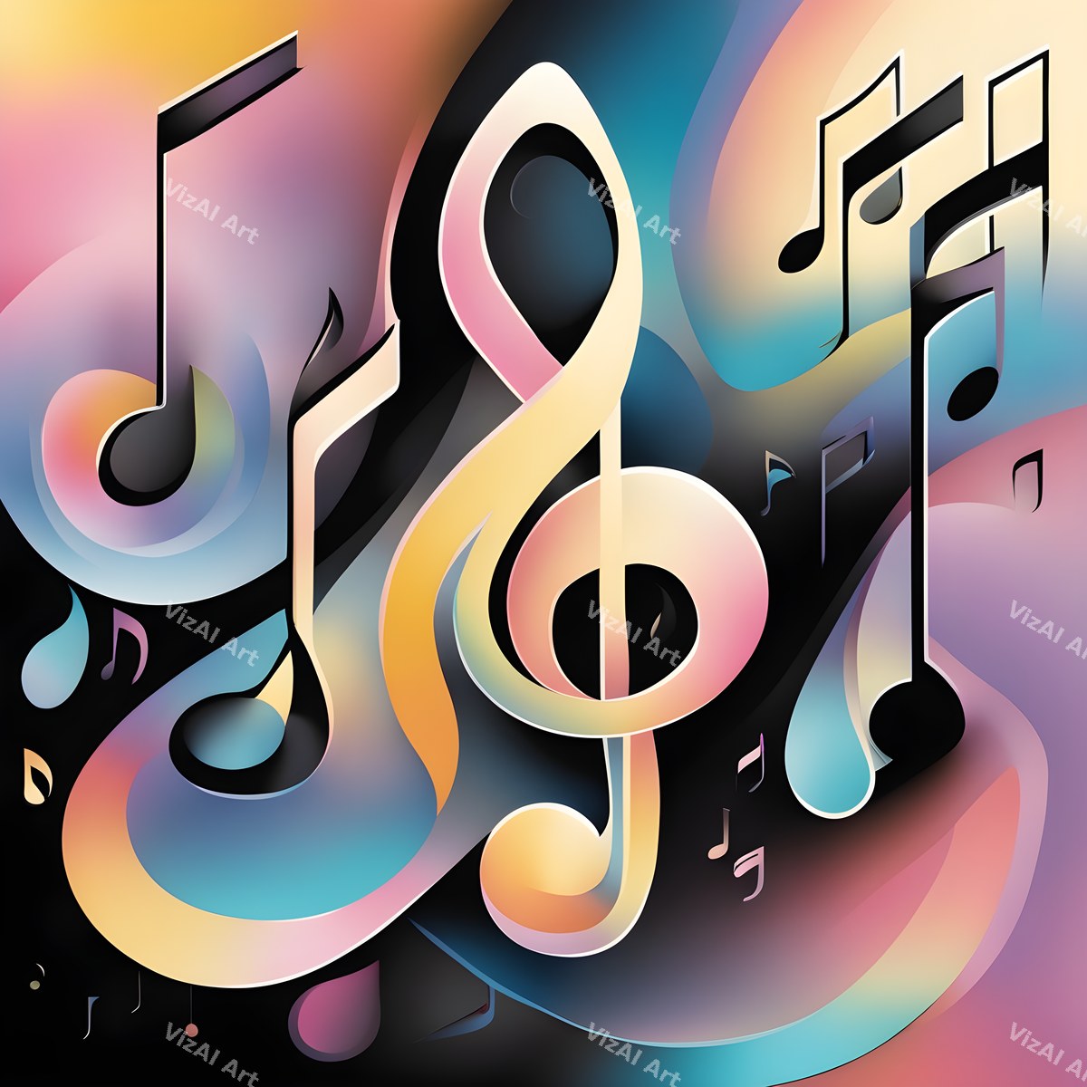 Pastel Swirl Treble Clef Art — print 5