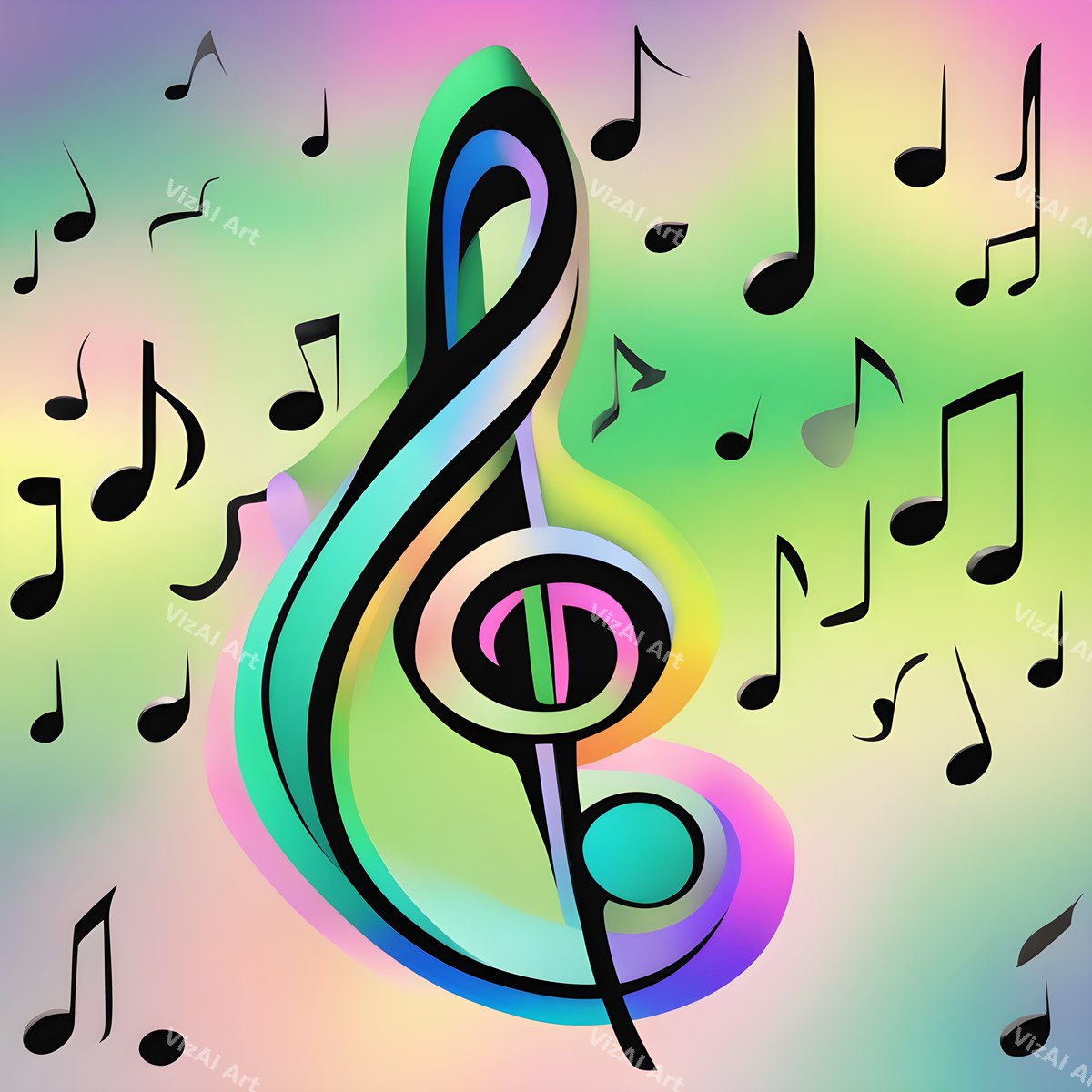 Pastel Swirl Treble Clef Art — print 10