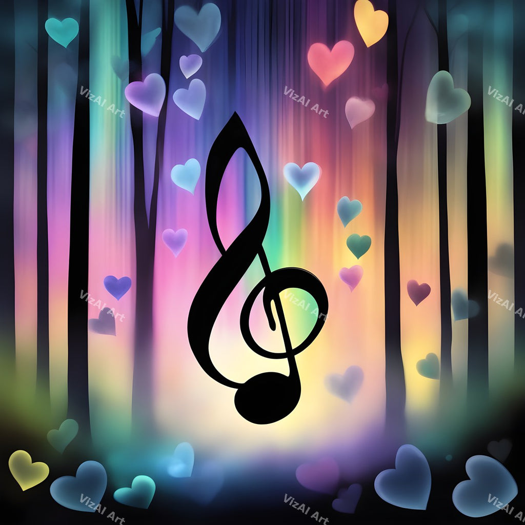 Enchanted Forest Treble Clef Art — print 1