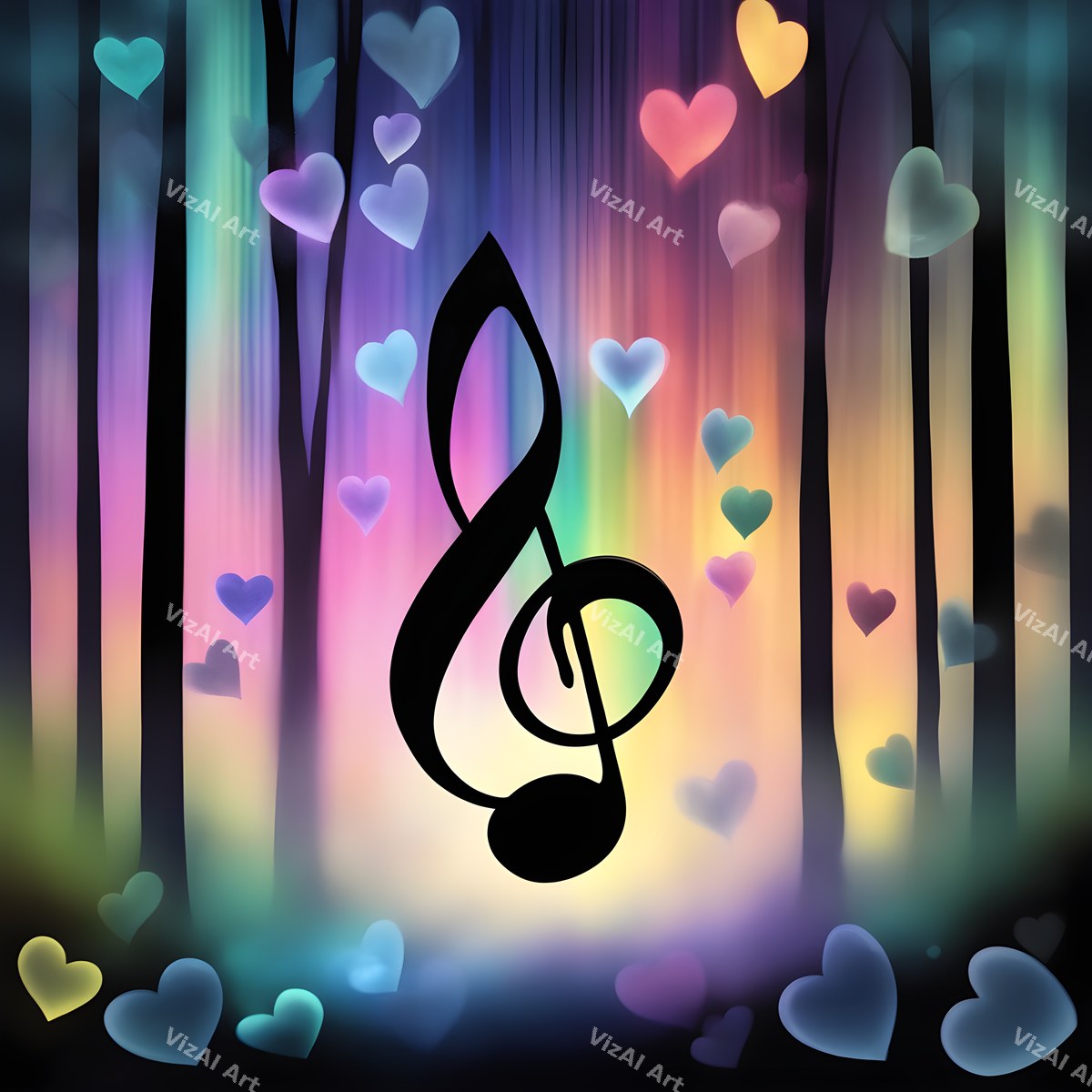 Enchanted Forest Treble Clef Art — print 1