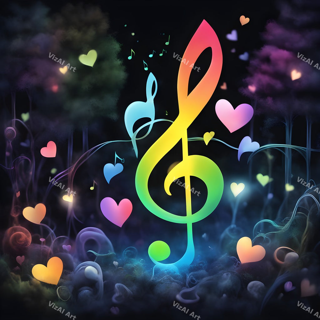 Enchanted Forest Treble Clef Art — print 2