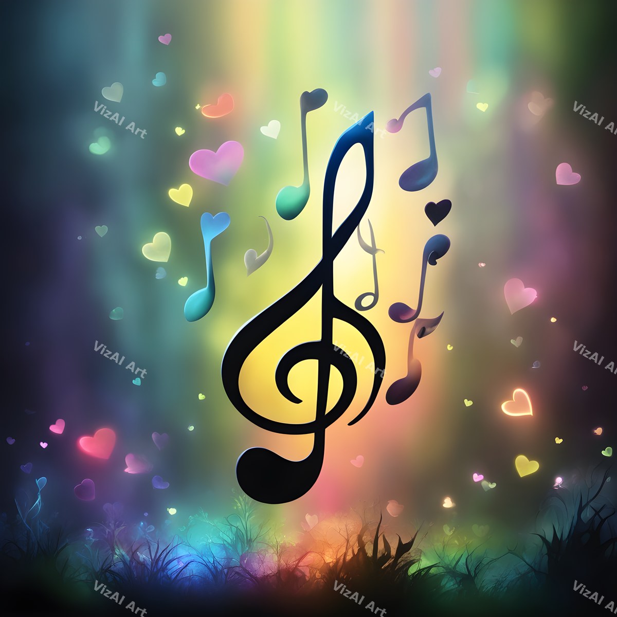 Enchanted Forest Treble Clef Art — print 4