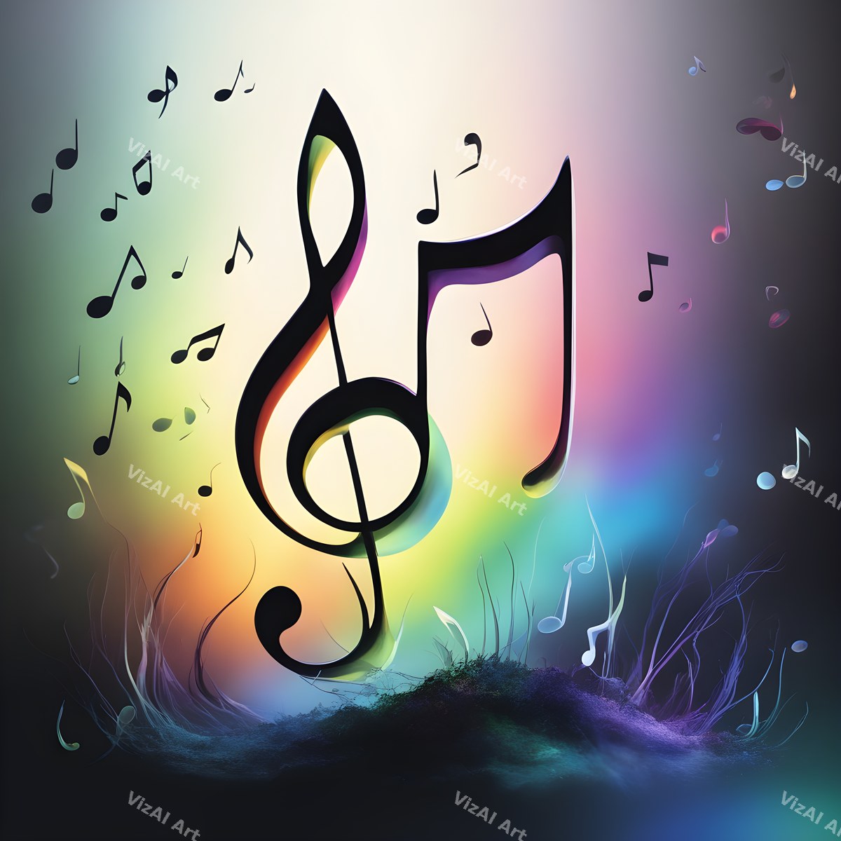 Enchanted Forest Treble Clef Art — print 6
