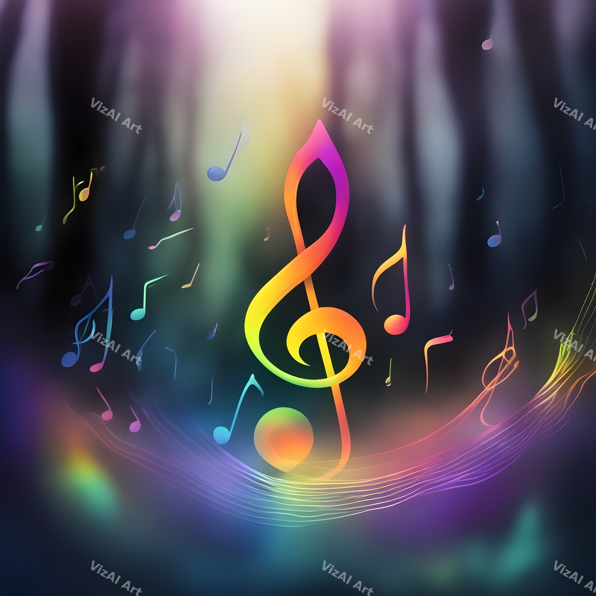 Enchanted Forest Treble Clef Art — print 8