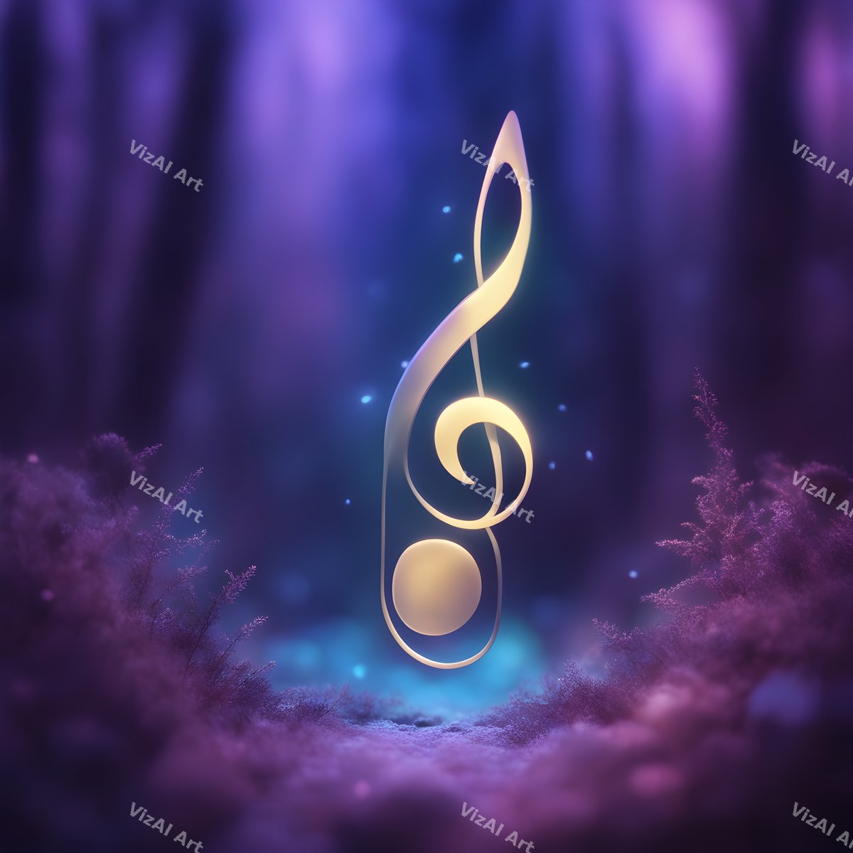 Enchanted Forest Treble Clef Art — print 10