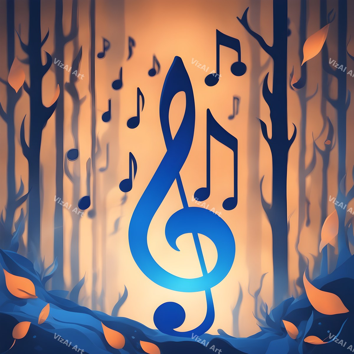 Enchanted Forest Treble Clef Art — print 11