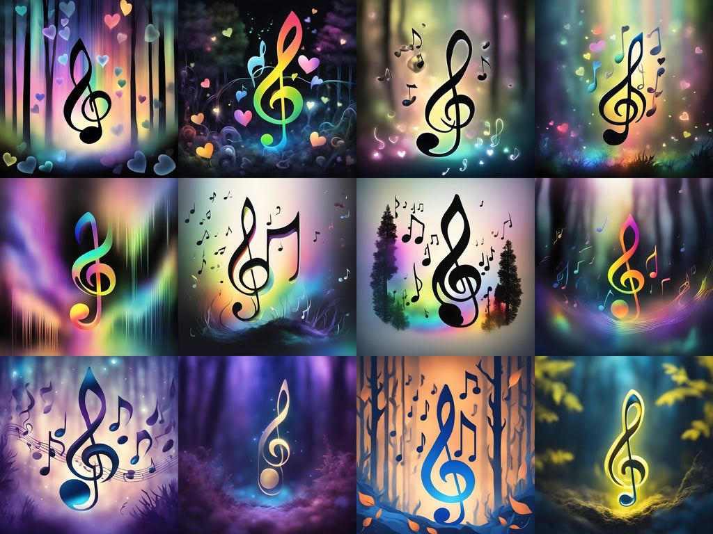 Enchanted Forest Treble Clef Art — 12 Printable Prints
