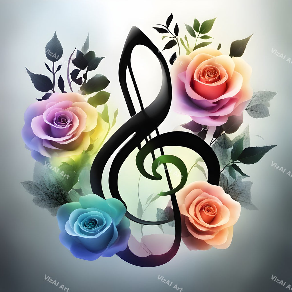 Roses & Blossoms Treble Clef Art — print 1