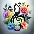 Roses & Blossoms Treble Clef Art — print 1