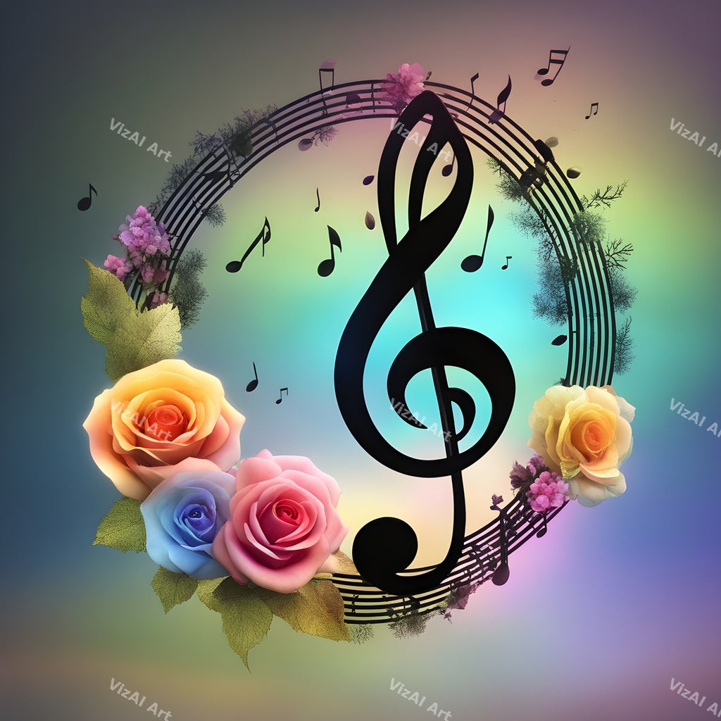 Roses & Blossoms Treble Clef Art — print 2