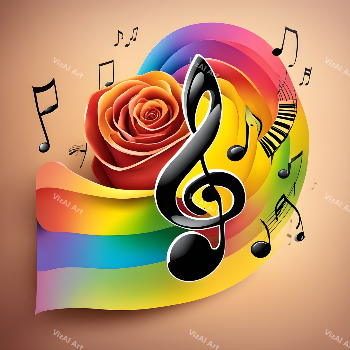Roses & Blossoms Treble Clef Art — print 4