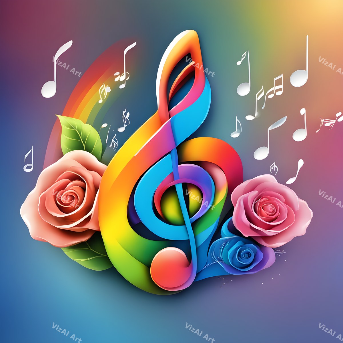 Roses & Blossoms Treble Clef Art — print 5