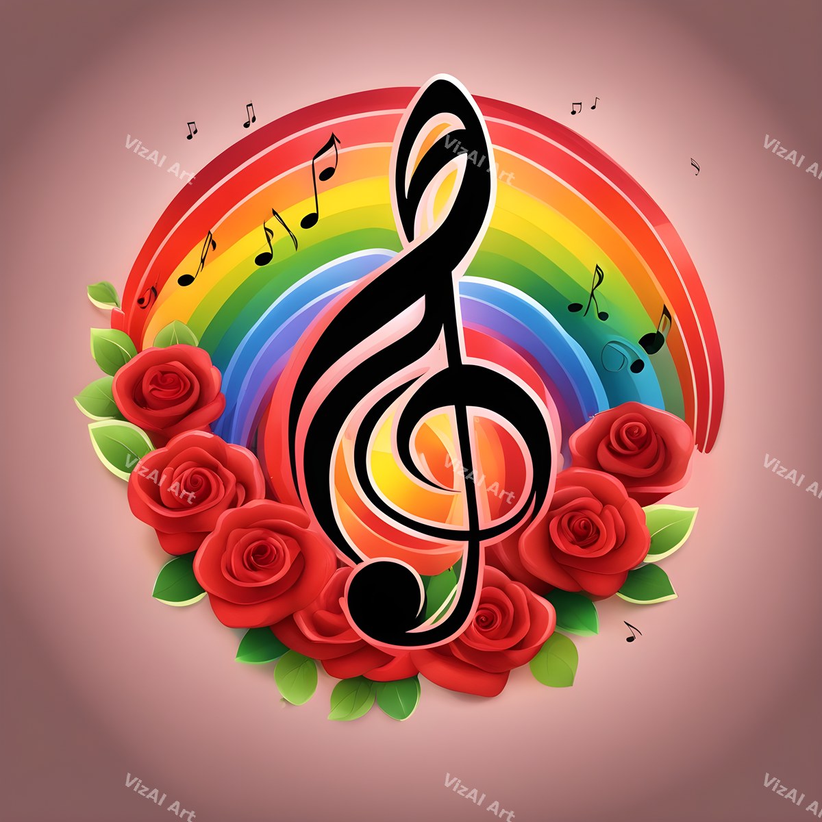 Roses & Blossoms Treble Clef Art — print 6