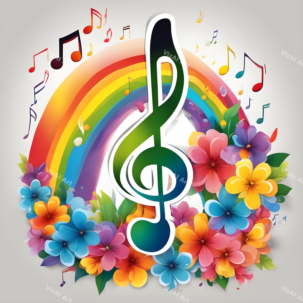 Roses & Blossoms Treble Clef Art — print 8