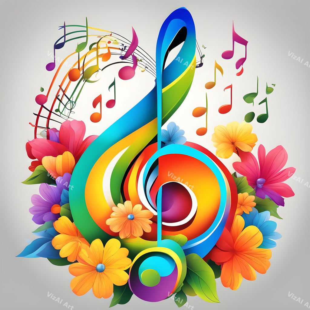 Roses & Blossoms Treble Clef Art — print 9
