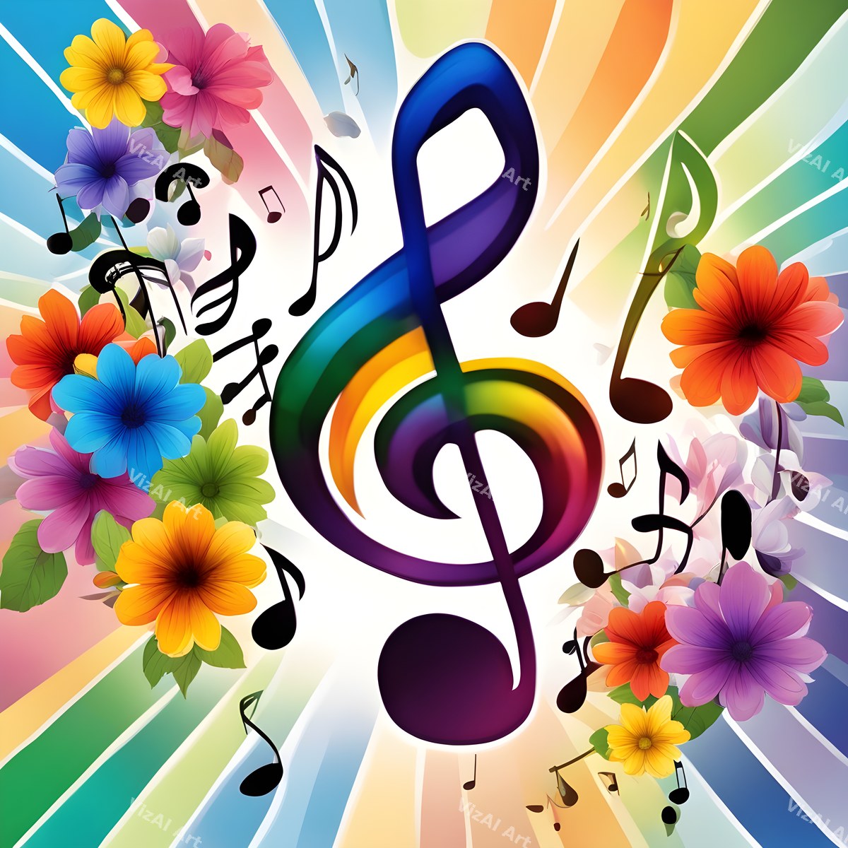 Roses & Blossoms Treble Clef Art — print 10