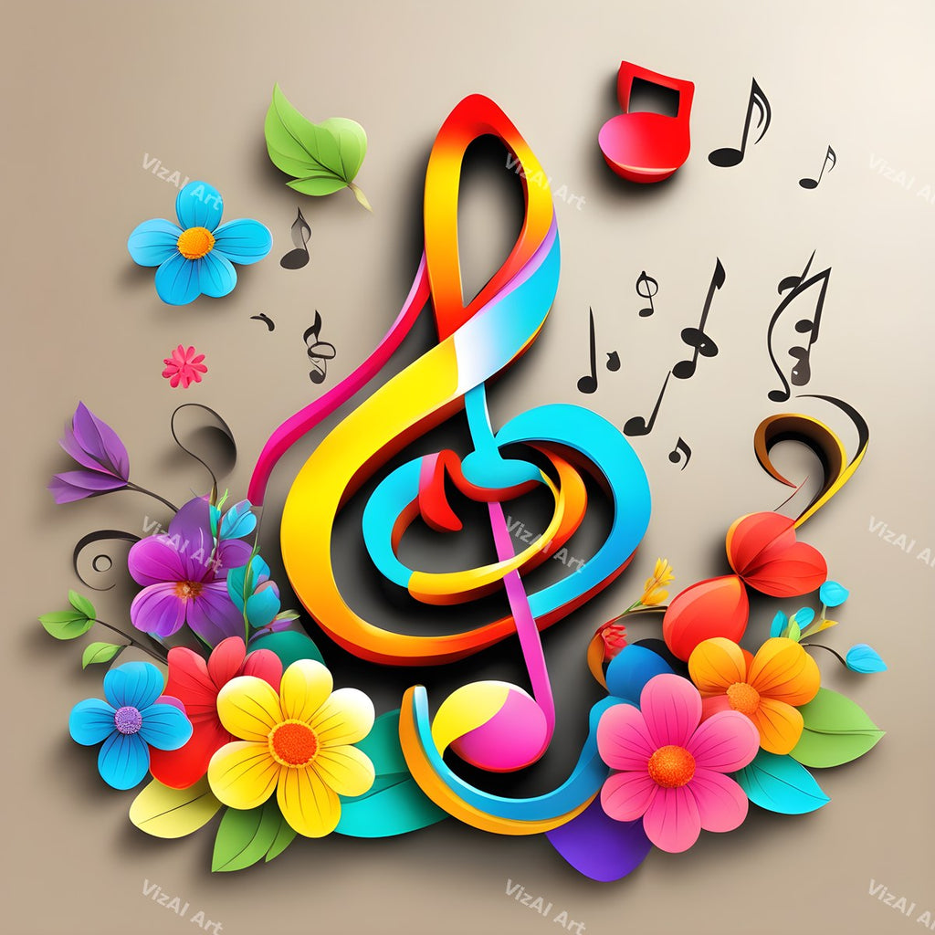 Roses & Blossoms Treble Clef Art — print 12
