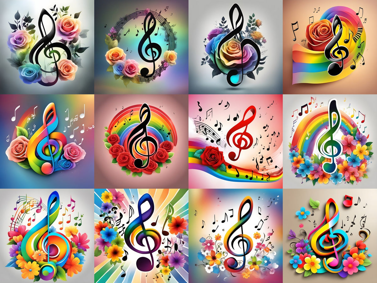 Roses & Blossoms Treble Clef Art — Choose Your Print