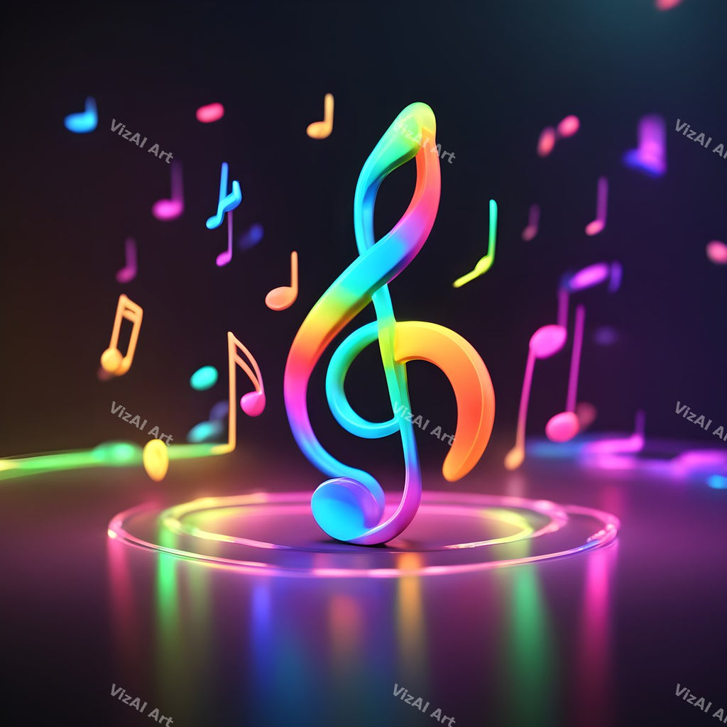 Glowing Stage Music Notes Art — print 2