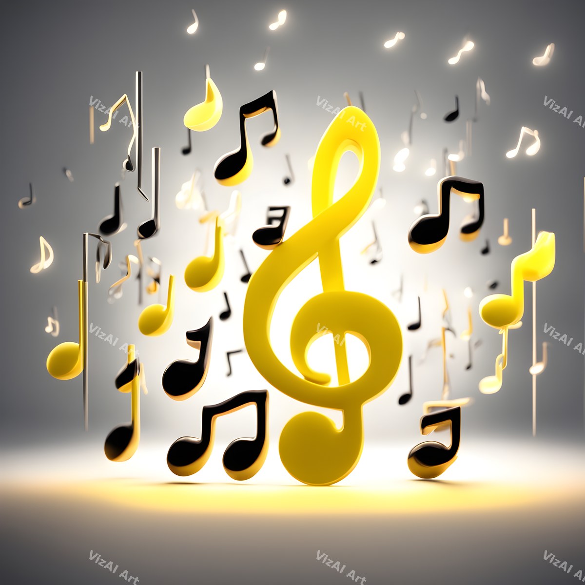 Glowing Stage Music Notes Art — print 4