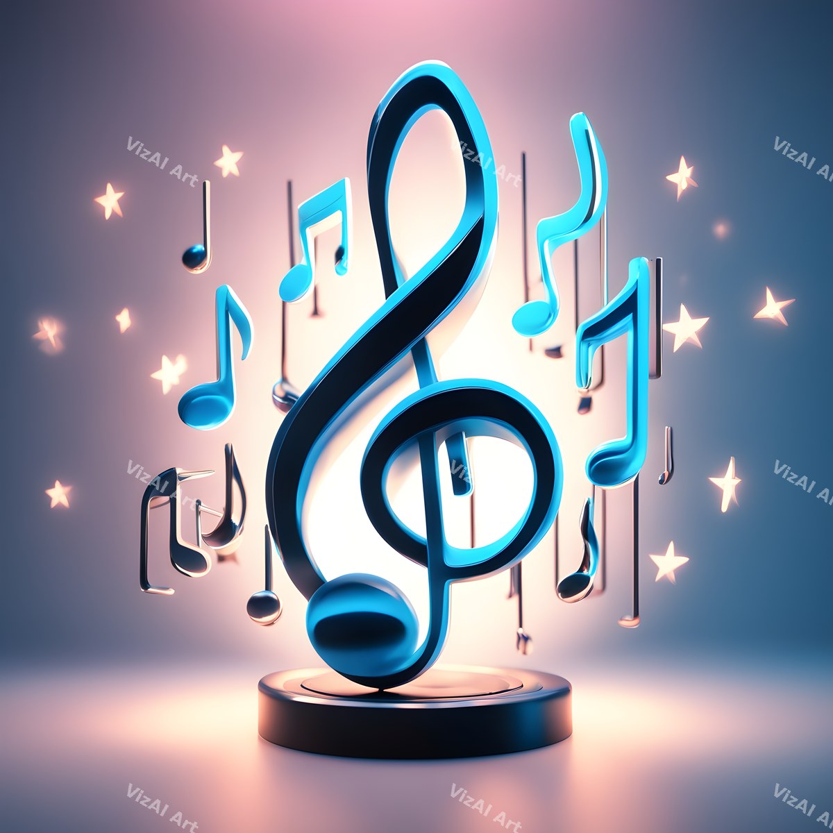 Glowing Stage Music Notes Art — print 5