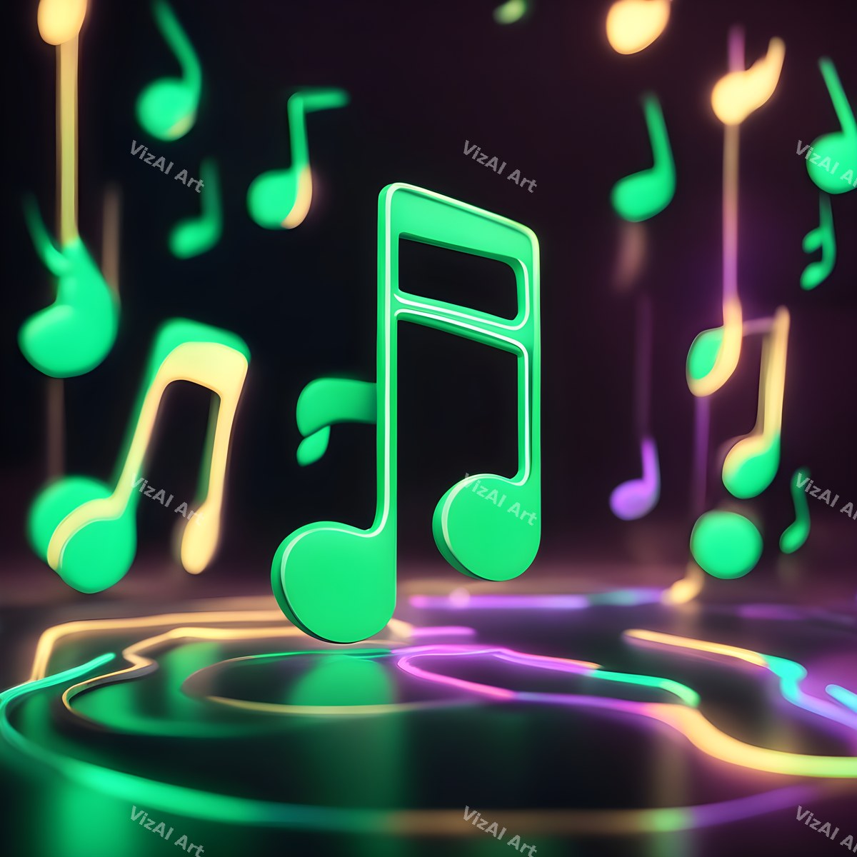 Glowing Stage Music Notes Art — print 7