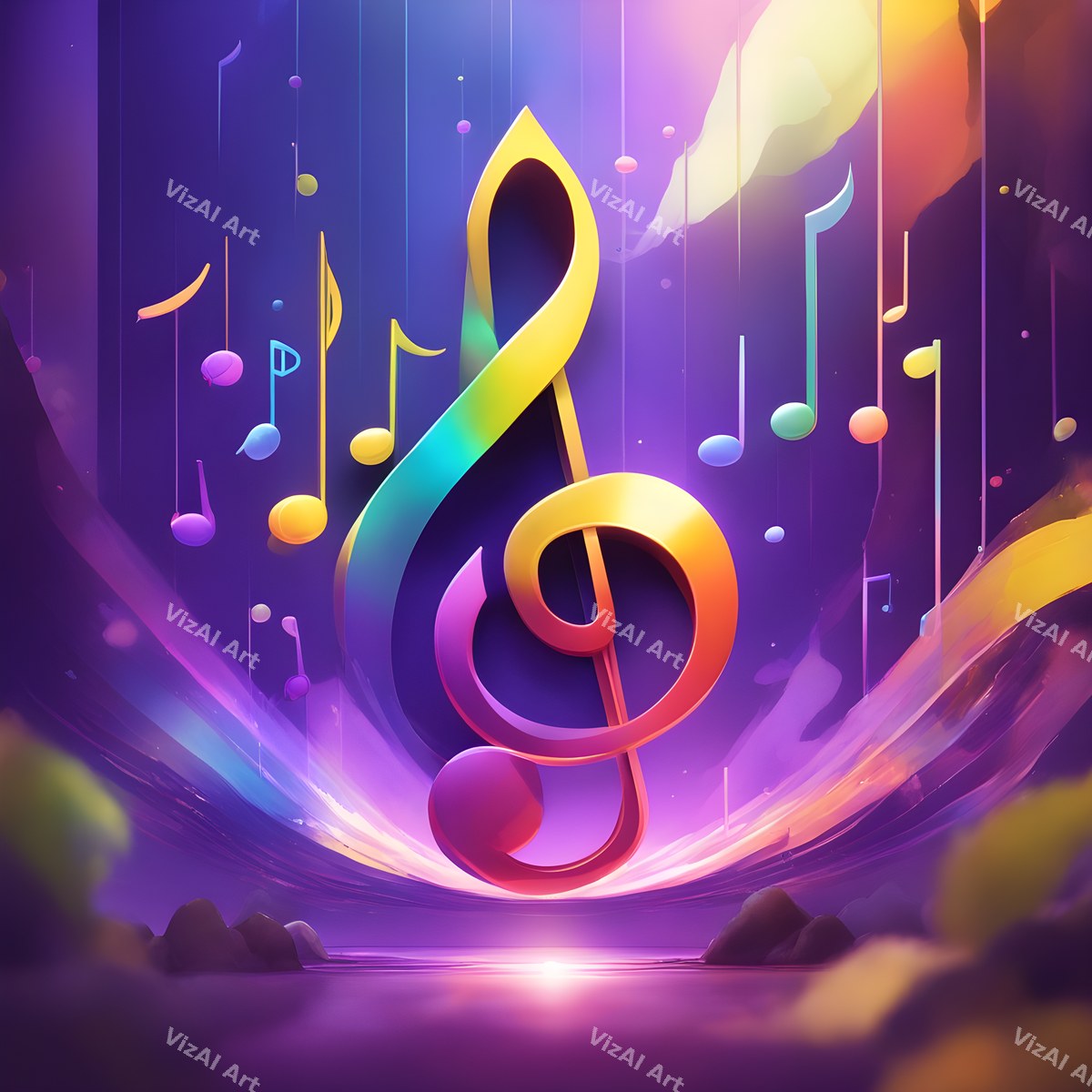 Glowing Stage Music Notes Art — print 9