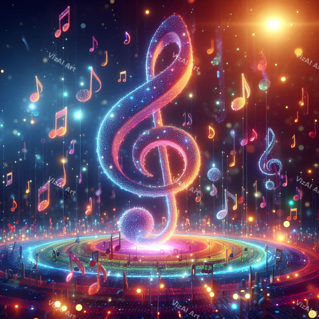 Glowing Stage Music Notes Art — print 11