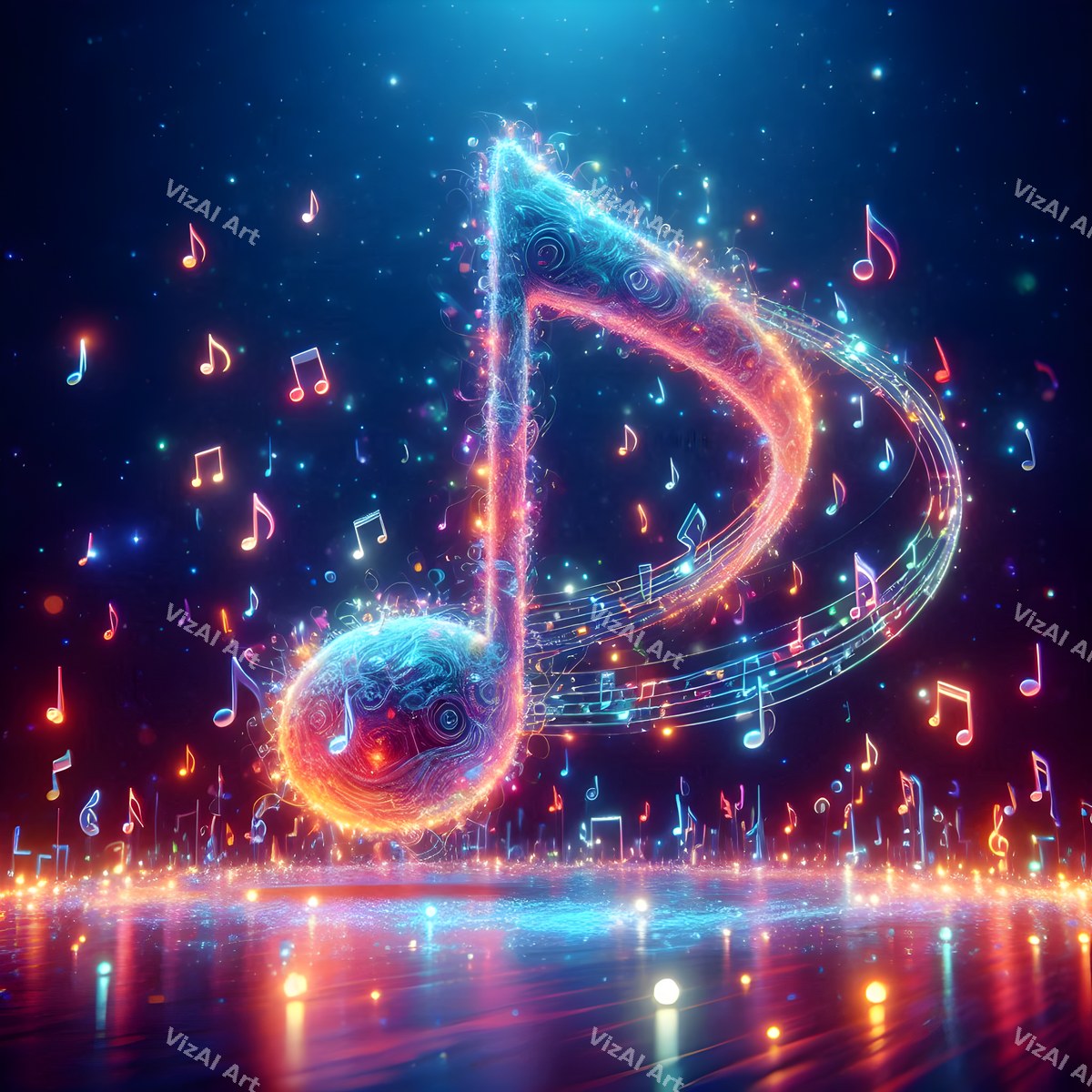 Glowing Stage Music Notes Art — print 12