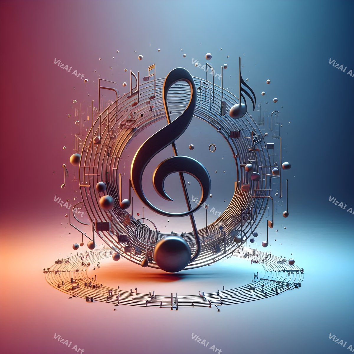 Dusk Gradient Treble Clef Art — print 10