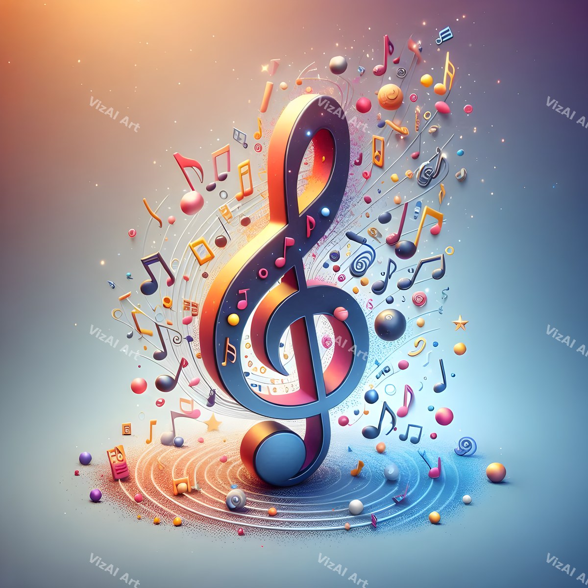 Dusk Gradient Treble Clef Art — print 12