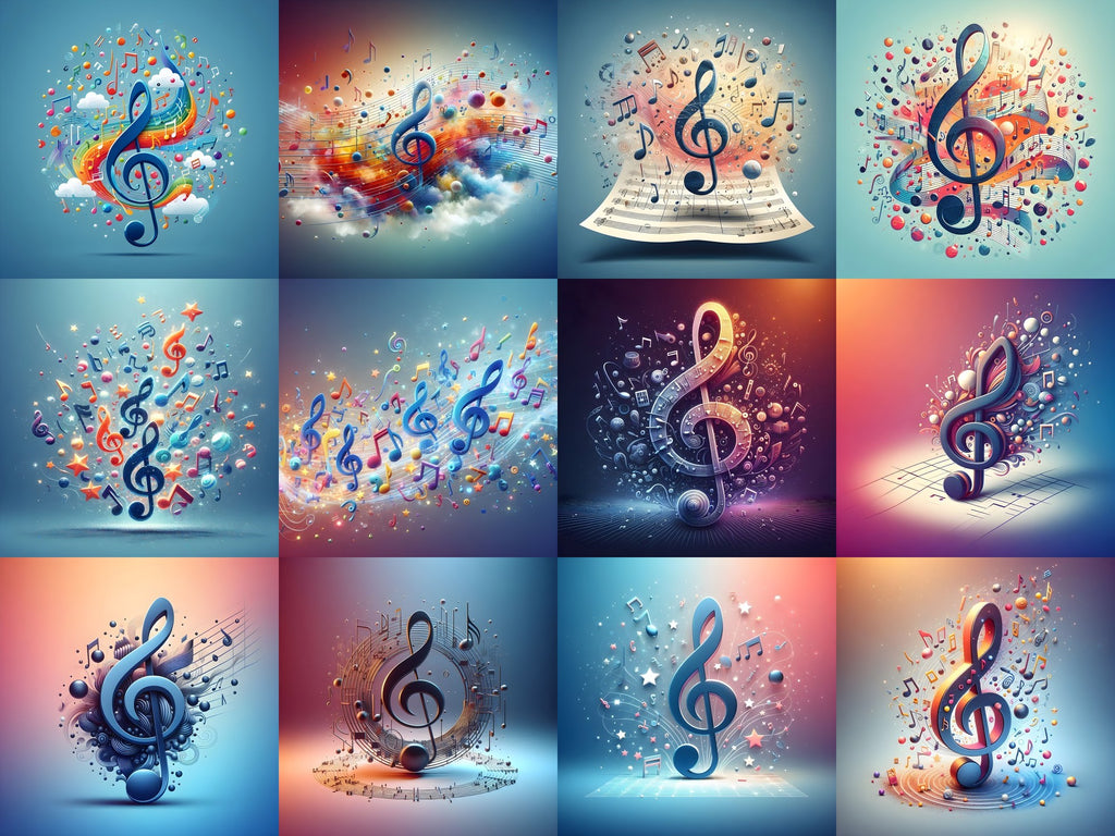 Dusk Gradient Treble Clef Art — 12 Printable Prints