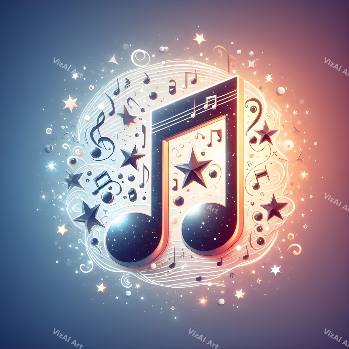 Snowflakes, Stars & Butterflies Music Notes Art — print 1