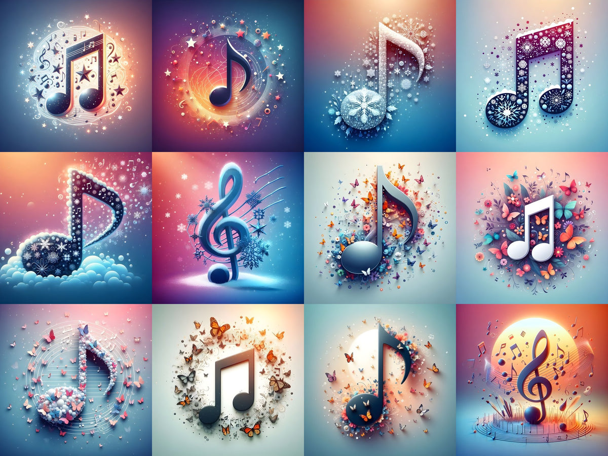 Snowflakes, Stars & Butterflies Music Notes Art — Choose Your Print