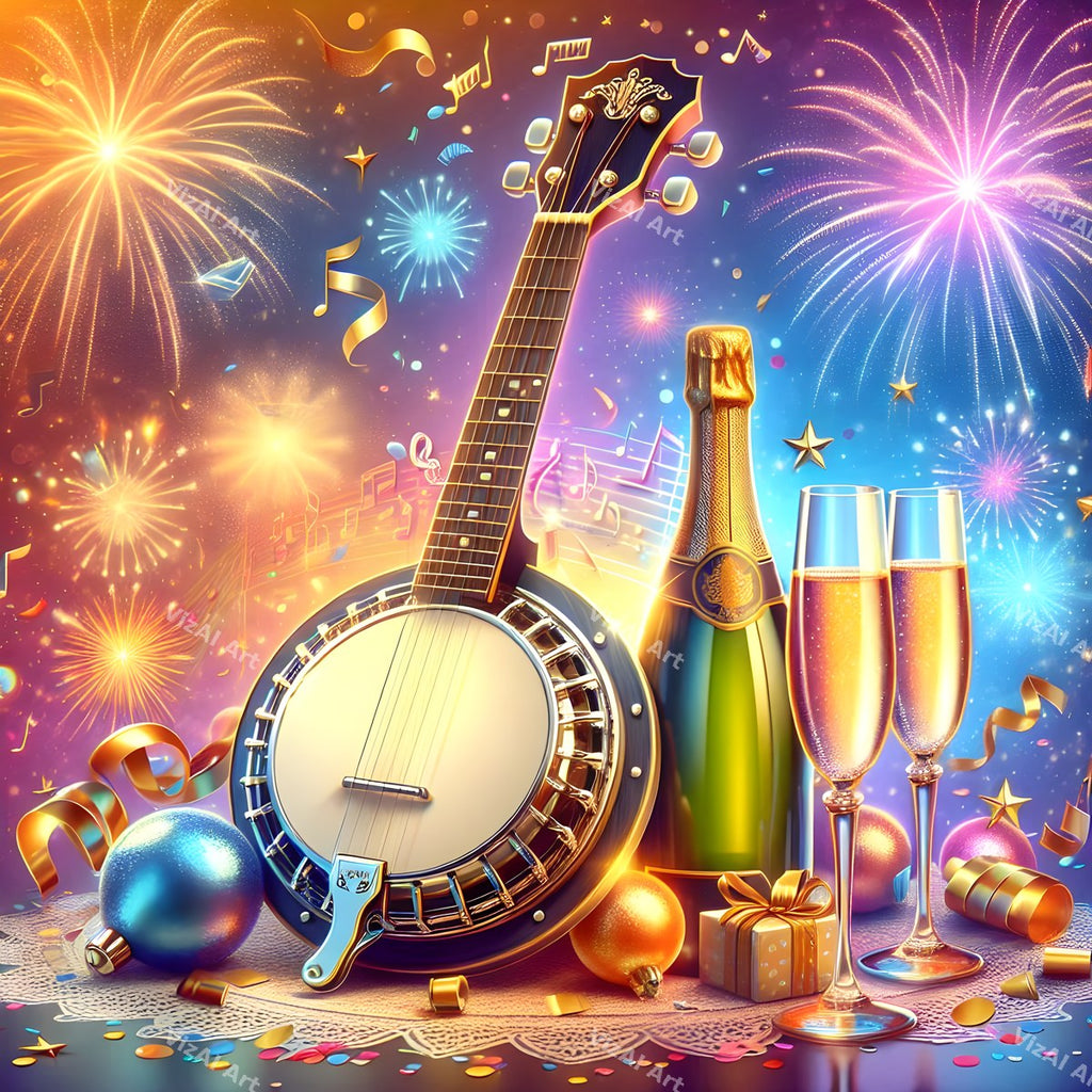 New Year Champagne & Strings Music Art — print 9