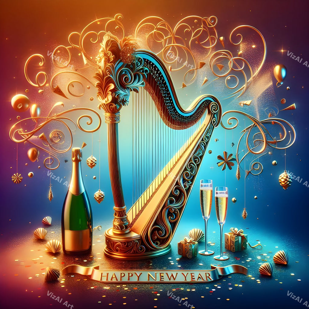 New Year Champagne & Strings Music Art — print 11
